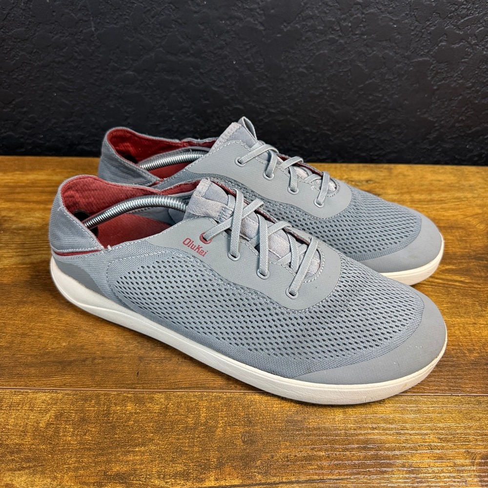 OluKai Moku Pae 10472-25RX Gray Mesh Textile Boat Shoes Mens Size 12